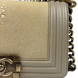 Chanel Beige Leather Boy Stingray Flap Bag 2013