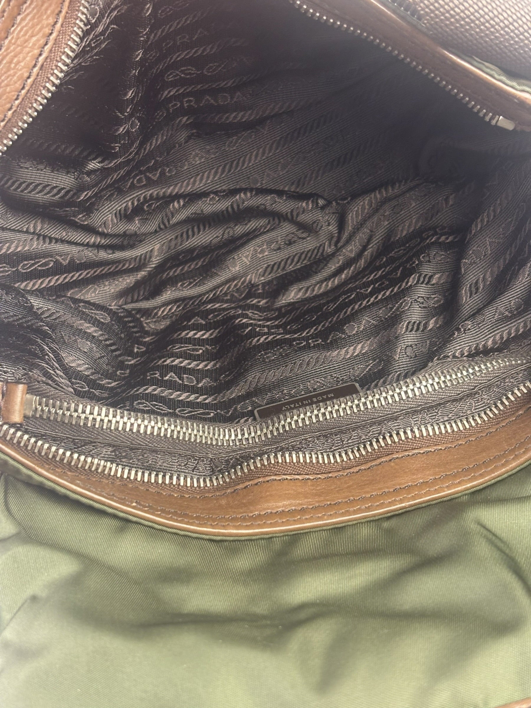 Prada Vintage Green Nylon/Leather Crossbody Bag