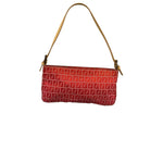 Fendi Pink/Red Zucca Leather Trim Pochette