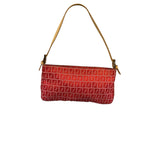 Fendi Pink/Red Zucca Leather Trim Pochette