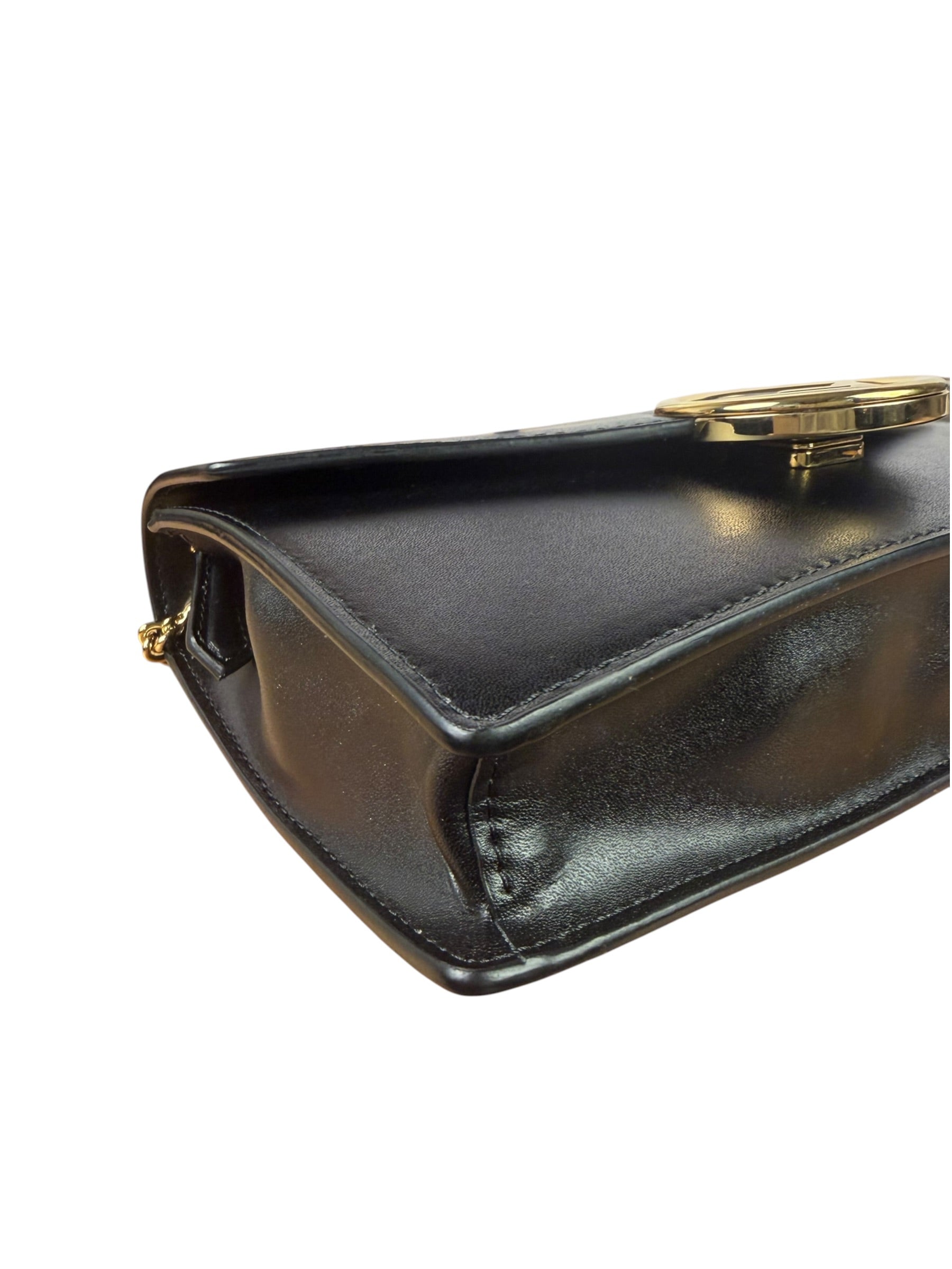 Fendi Black Leather Envelope Wallet On Chain