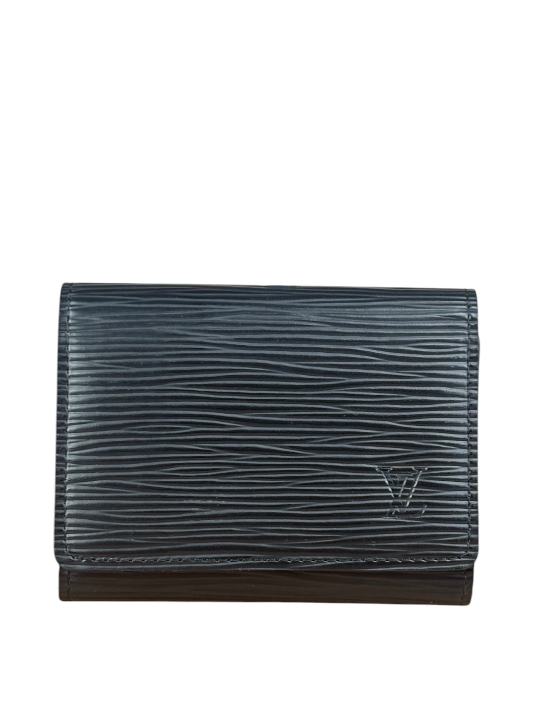 Louis Vuitton Blacl Leather Epi Flap Card Holder/Wallet