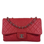 Chanel Red Quilted Caviar Leather Flap Bag 2008