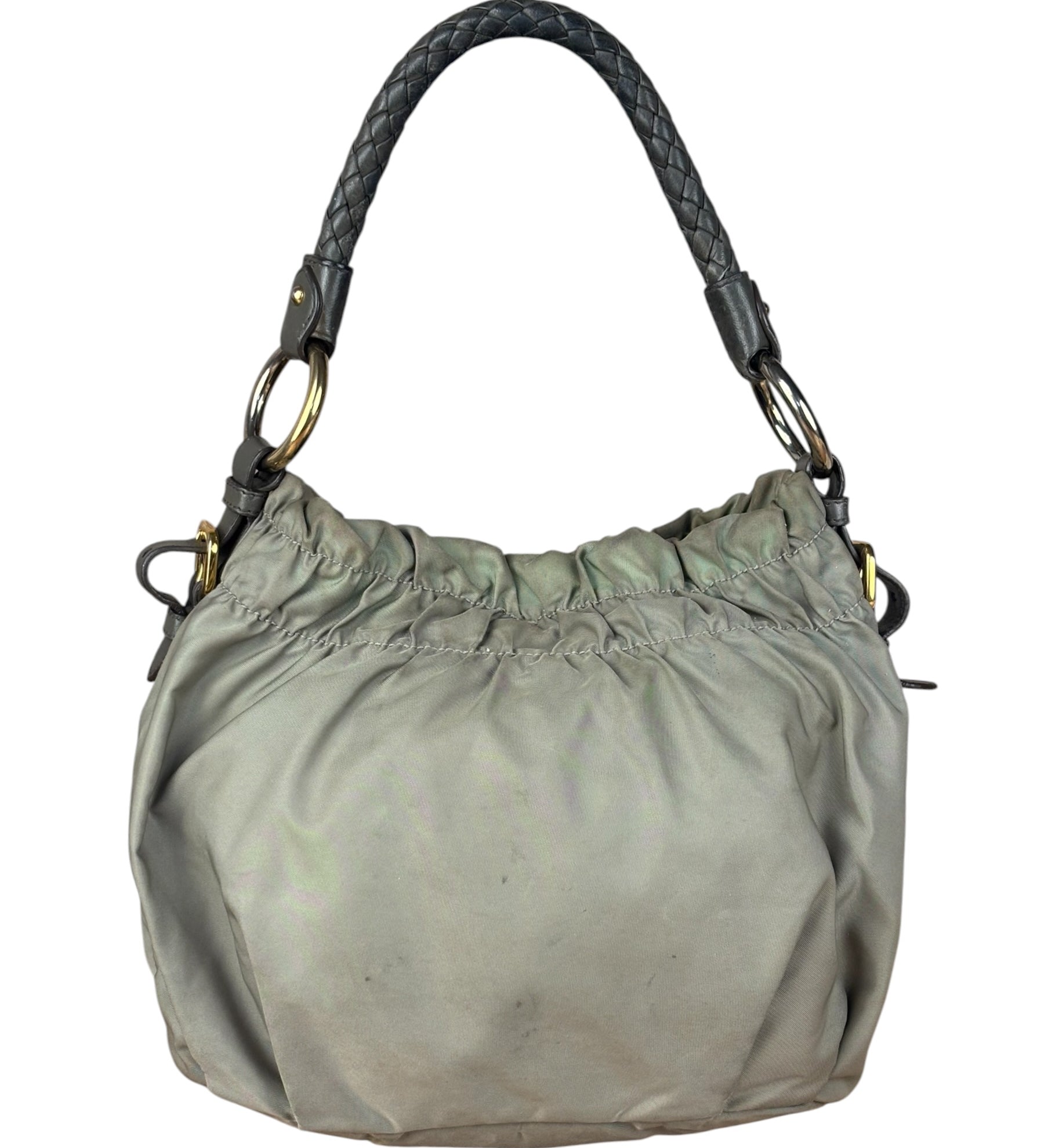 Prada Vintage Nylon Cinch Woven Handbag