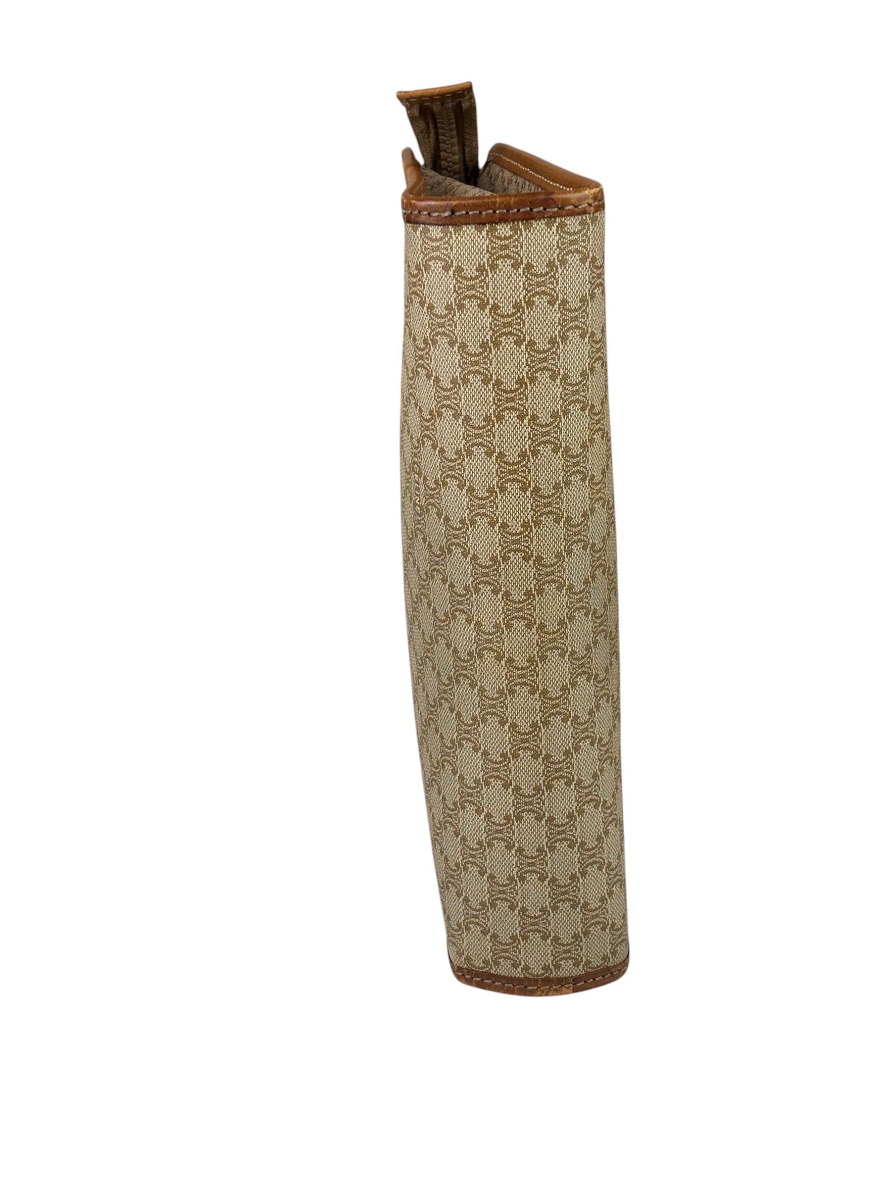 Celine Brown Leather Macadam Pouch