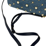 Gucci Blue Denim GG Marmont Pearl Camera Bag
