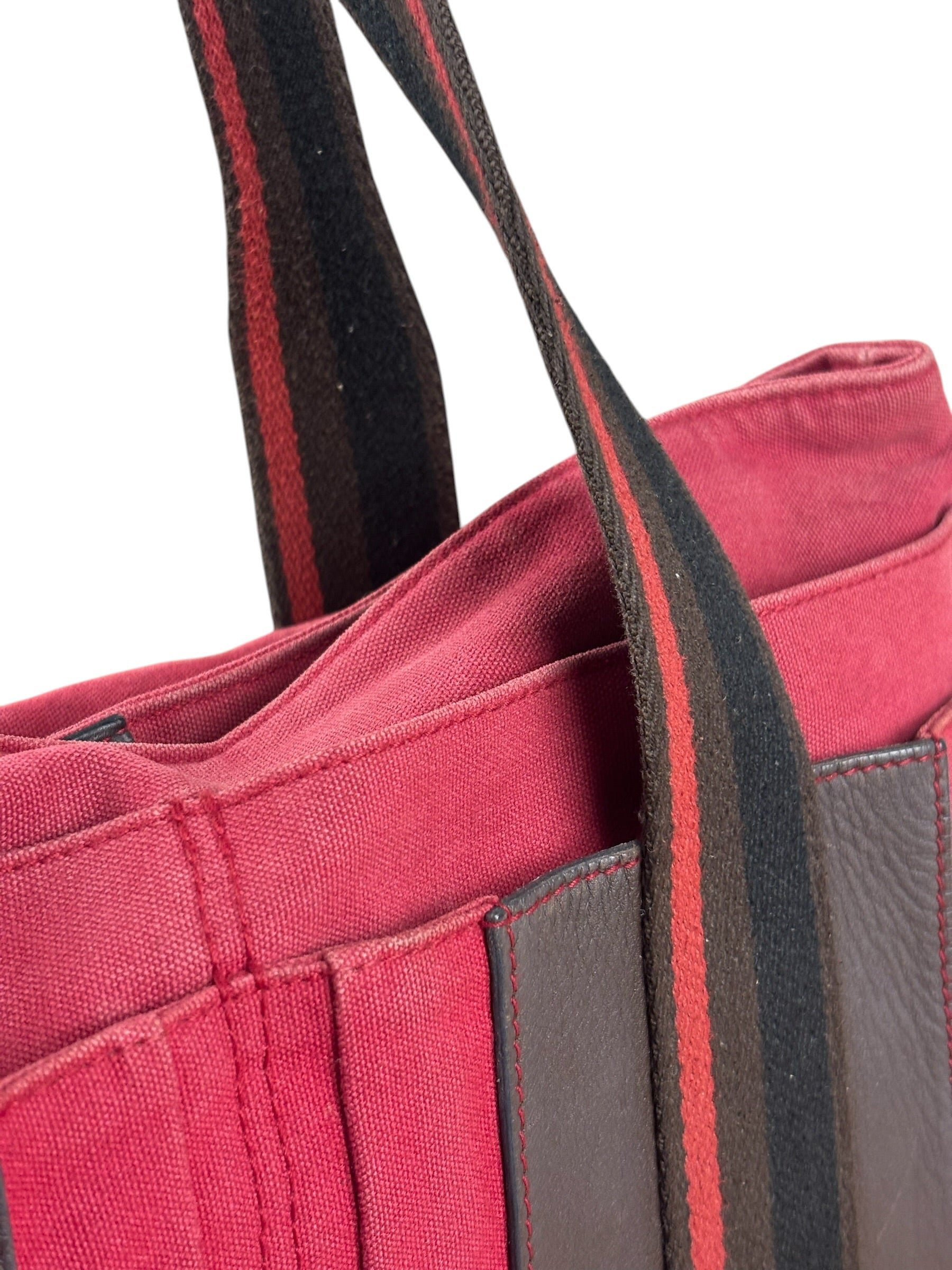 Hermes Bicolor Cotton/Leather Troca Horizontal Tote Bag