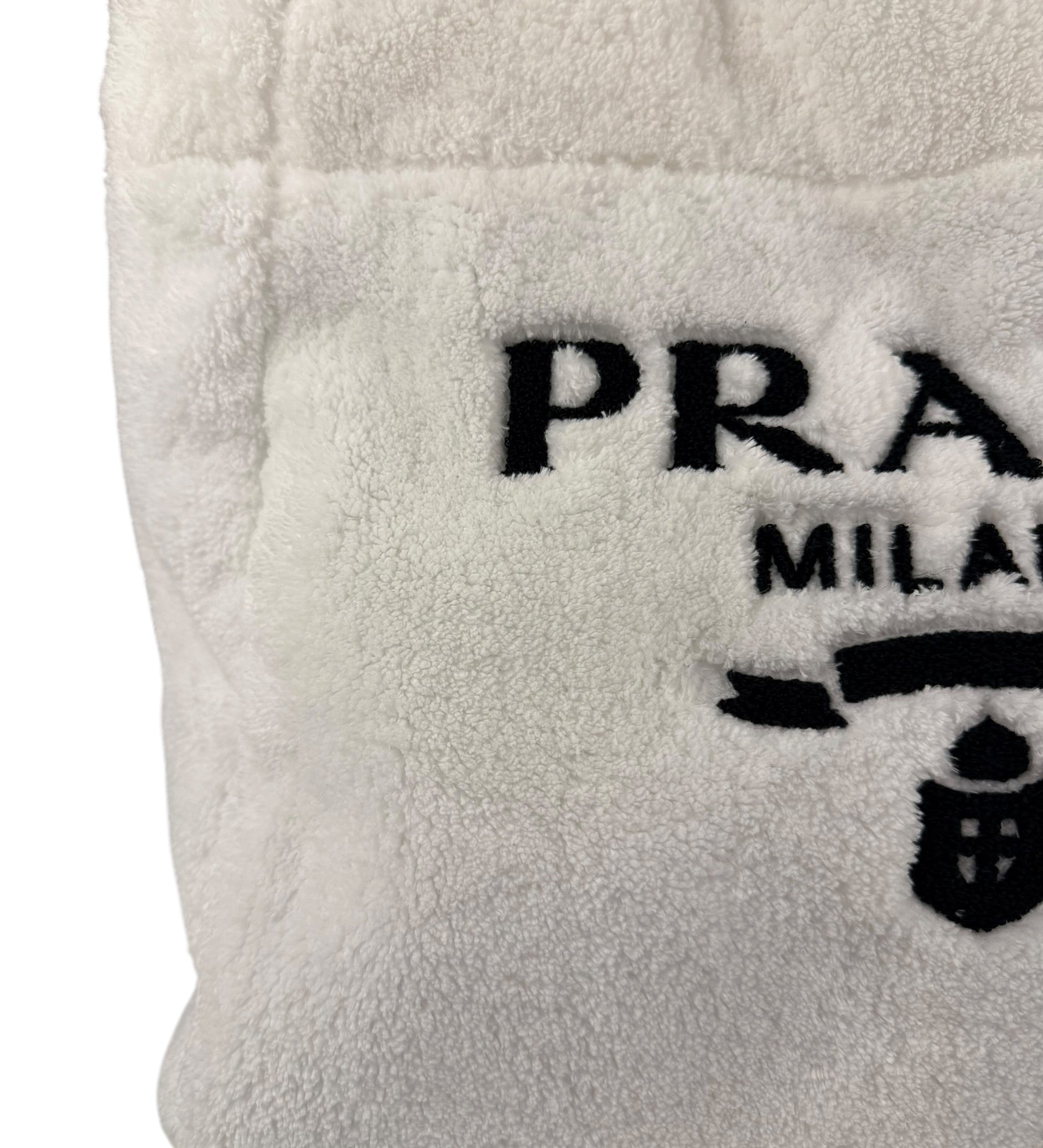 Prada White Terry Cloth Spugna Tote Bag