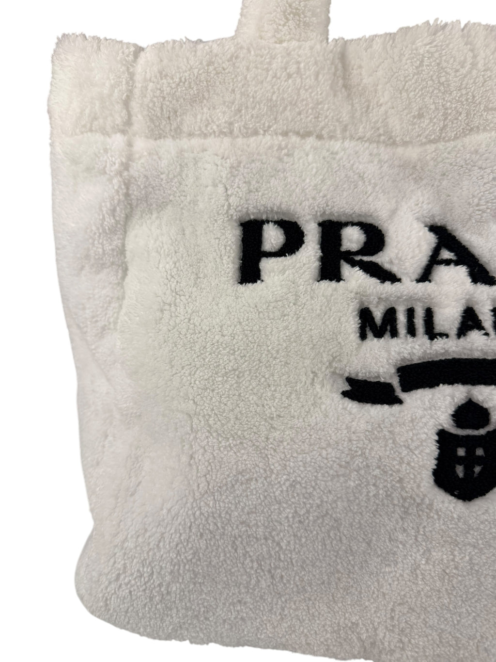 Prada White Terry Cloth Spugna Tote Bag