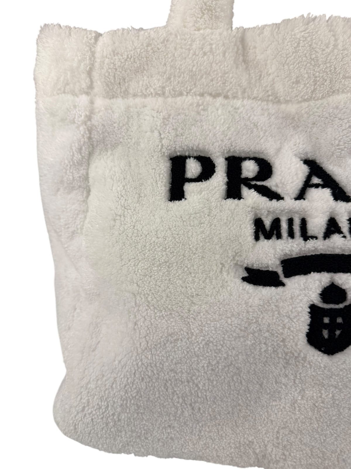 Prada White Terry Cloth Spugna Tote Bag