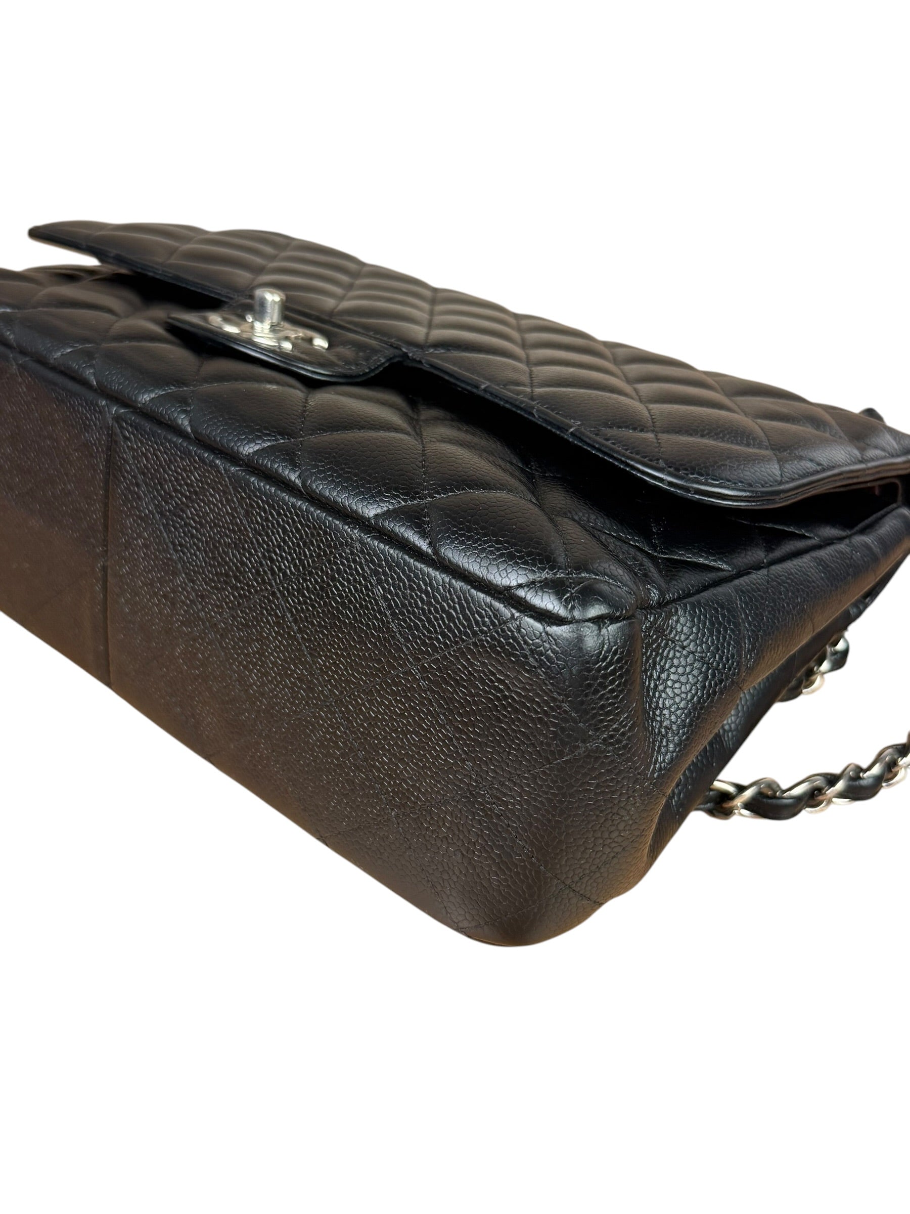 Chanel Black Caviar Quilted Leather Classic Jumbo Double Flap Bag 2011