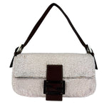 Fendi Leather-Trimmed Beaded Baguette Light Pink