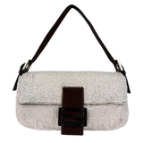 Fendi Leather-Trimmed Beaded Baguette Light Pink