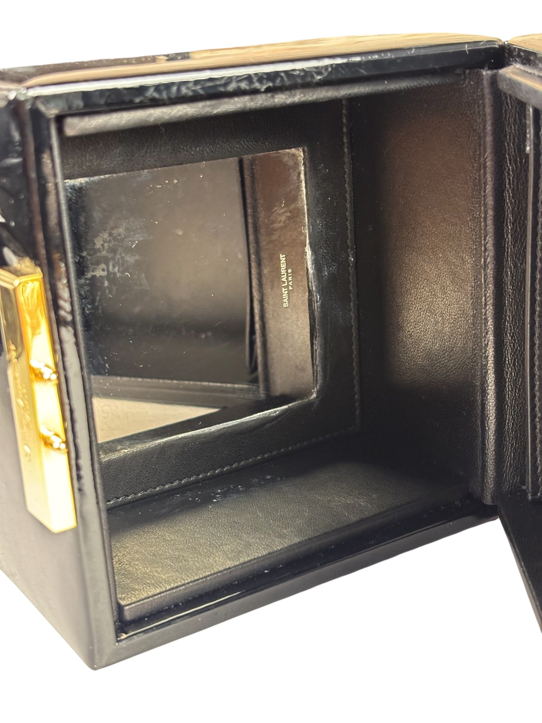 YSL Patent Jerry Cube Box Clutch