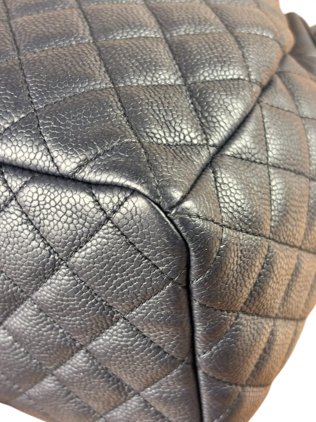 Chanel Navy Quilted Caviar Bucket Bag 2018