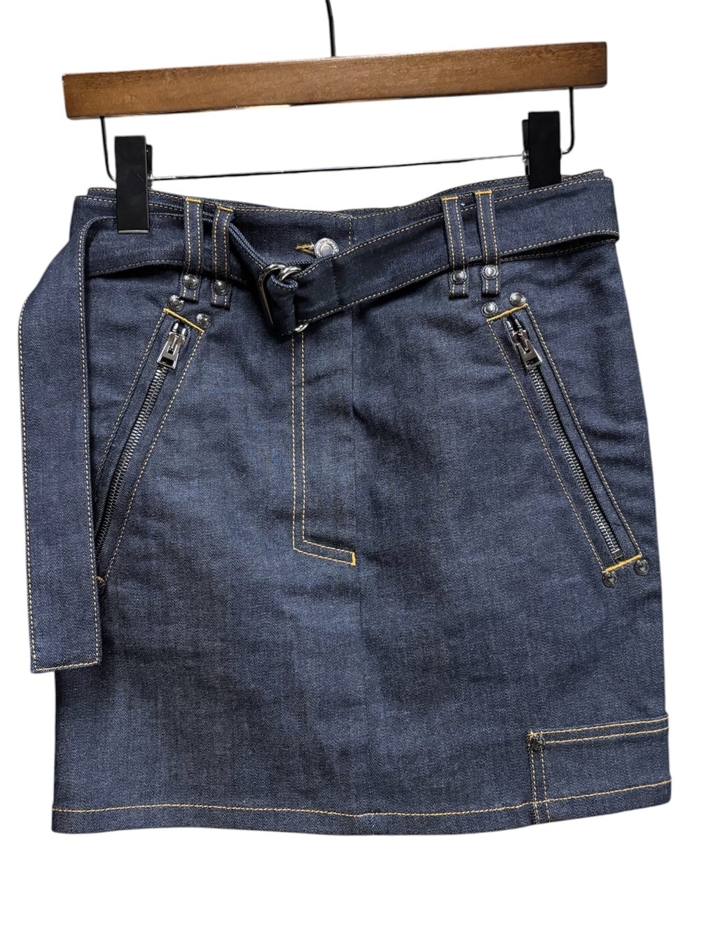 Tom Ford Archive Blue Denim Belted Short Skirt