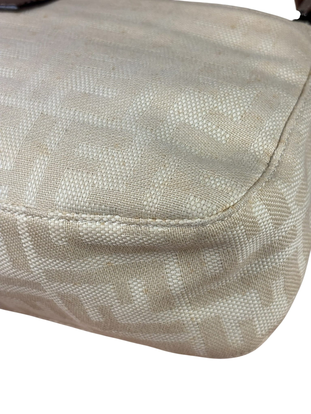 Fendi Cream Zucca Canvas Baguette Shoulder Bag
