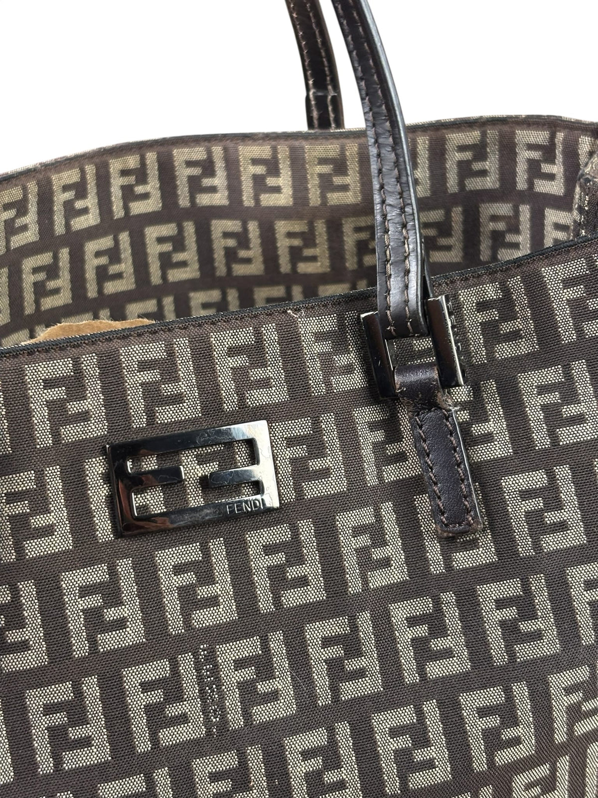Fendi Brown Zucchino Canvas Mini Tote