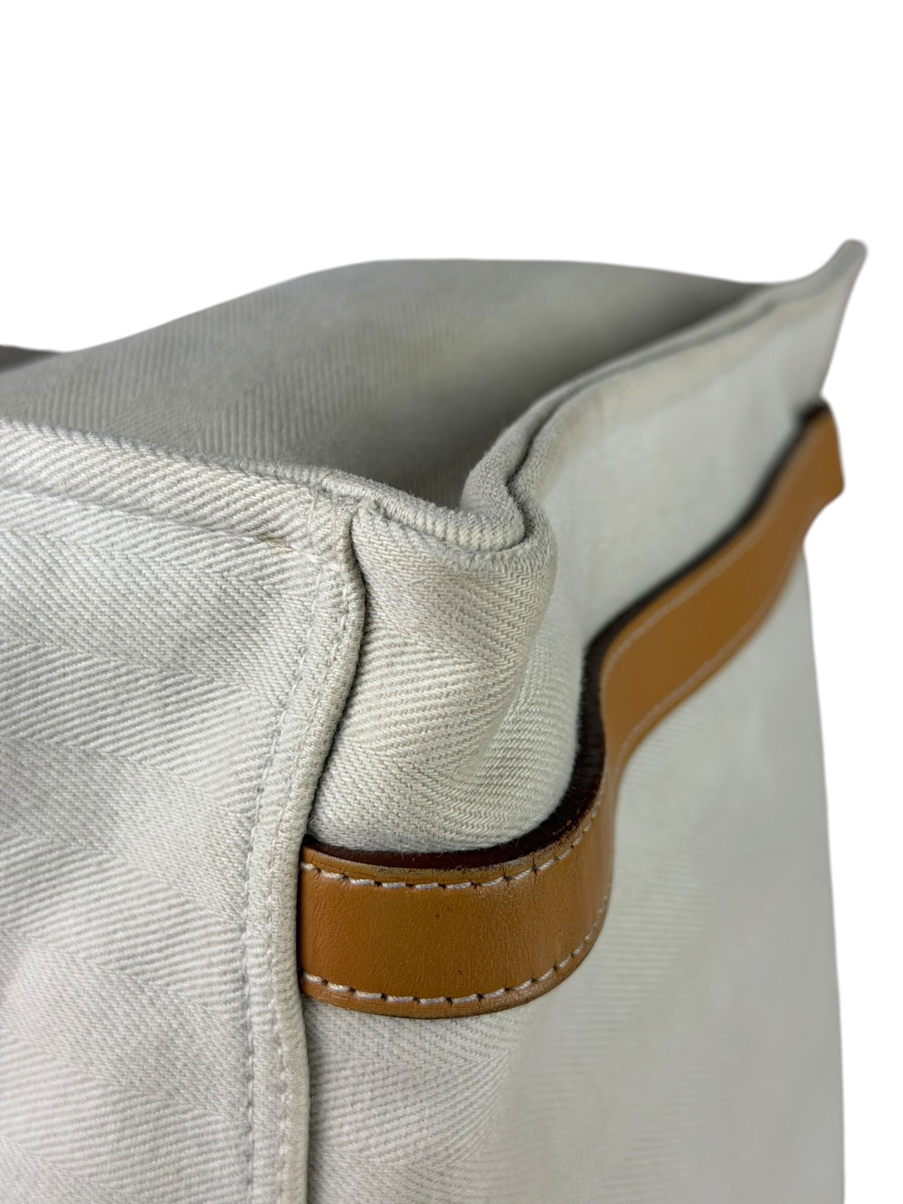 Hermes Beige/Brown Leather Trim Cabalicol Tote
