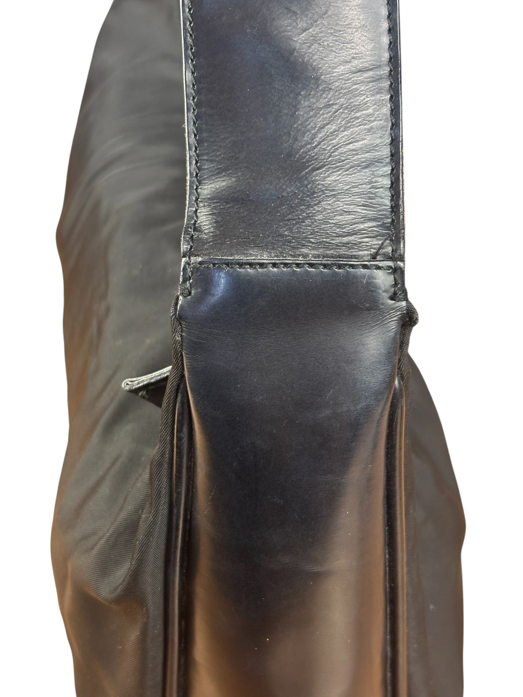 Prada Black Tessuto Nylon Leather Trim Hobo Bag