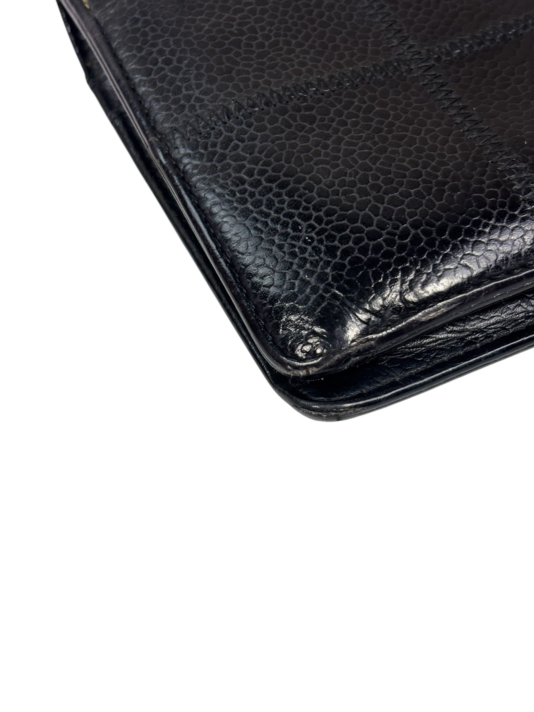 Chanel Black Caviar Chocolate Bar Bi-Fold Long Wallet 2005