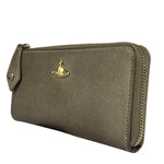 Vivienne Westwood Brown Leather Orb Zip Long Wallet