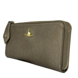 Vivienne Westwood Brown Leather Orb Zip Long Wallet