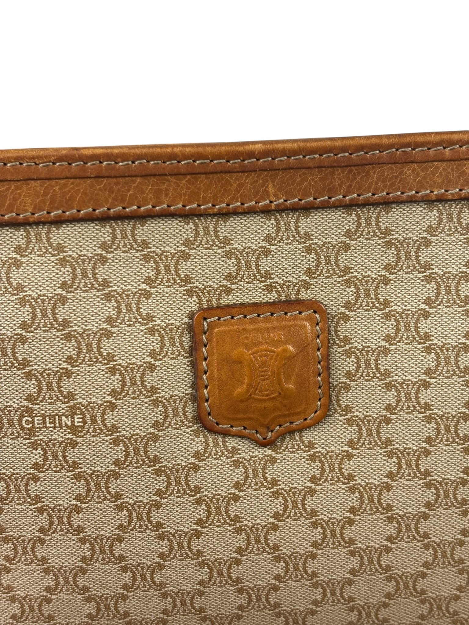 Celine Brown Leather Macadam Pouch