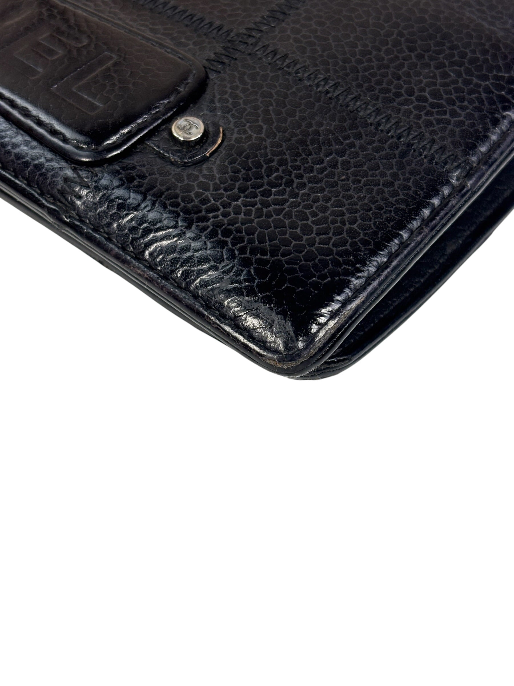 Chanel Black Caviar Chocolate Bar Bi-Fold Long Wallet 2005