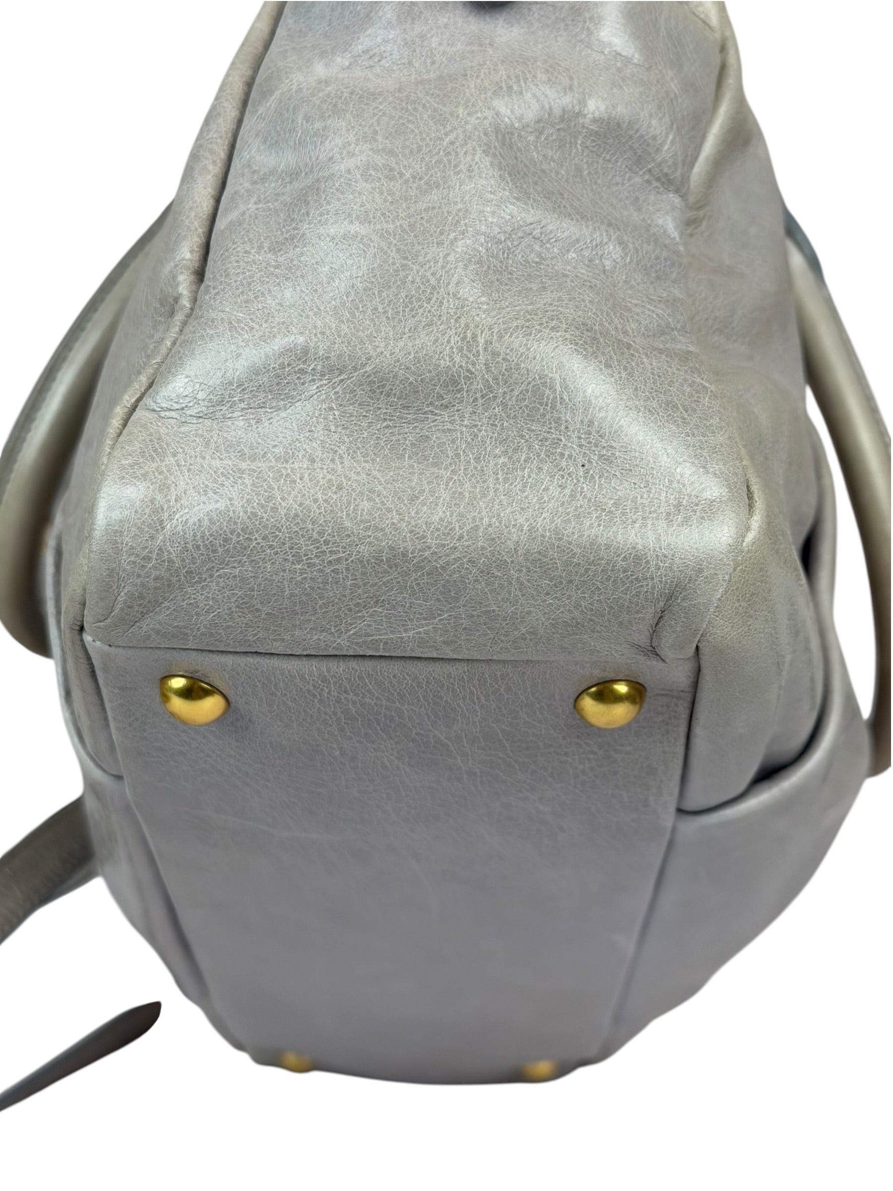 Miu Miu Vintage Pale Grey Vitello Leather Two-Way Bag