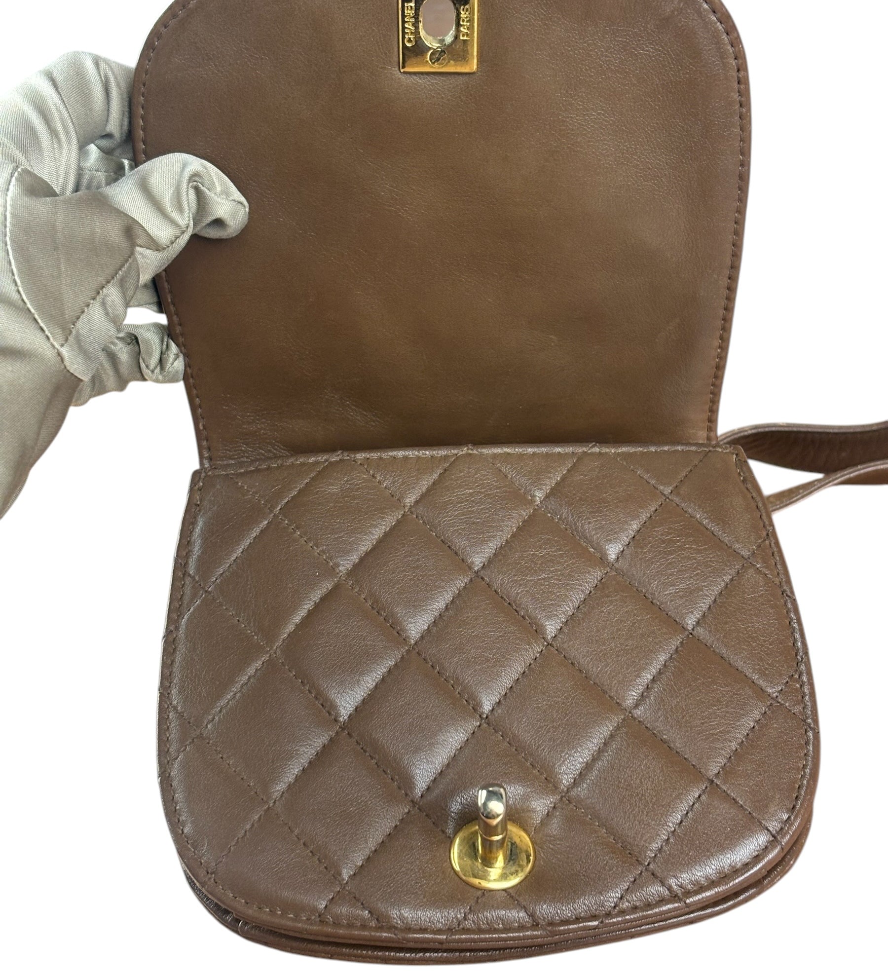 Chanel Brown Quilted Waist Bag 1990