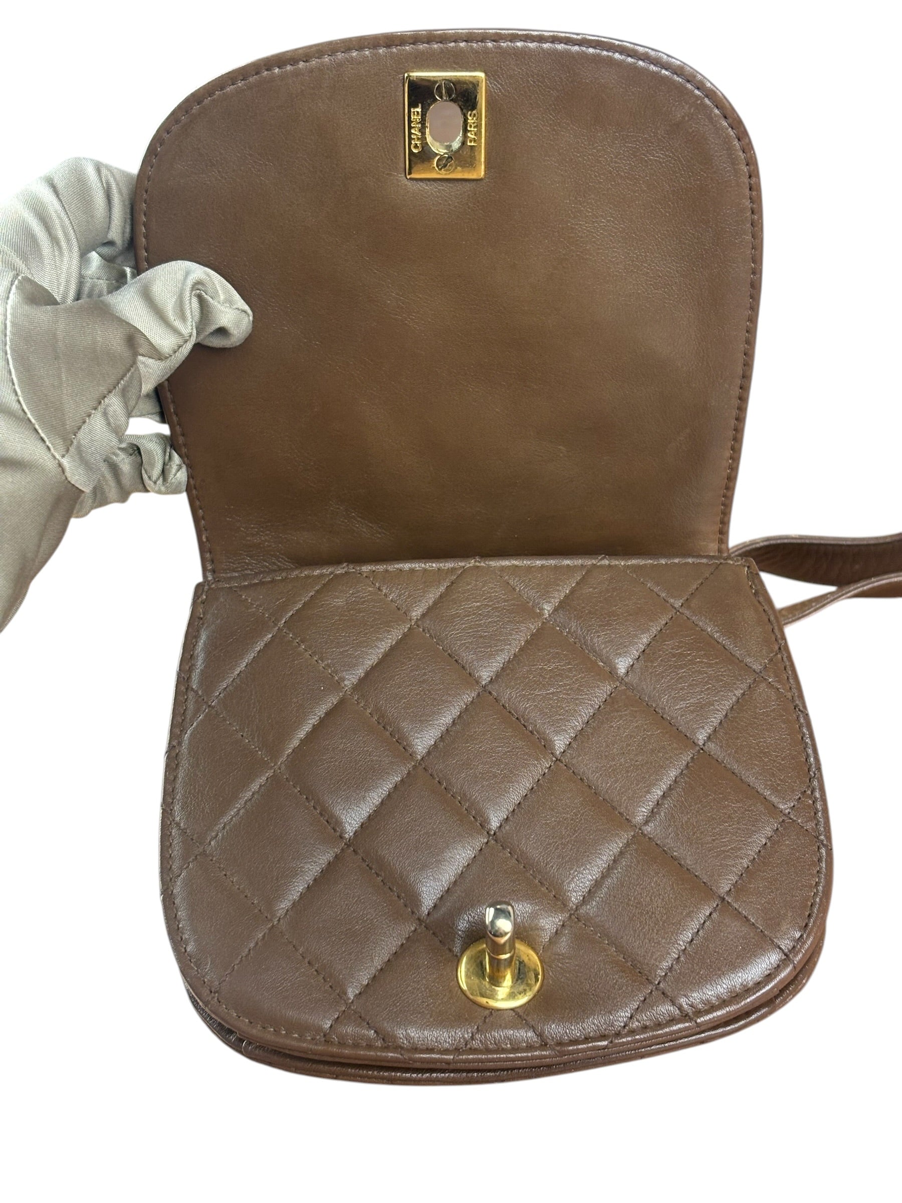 Chanel Brown Quilted Waist Bag 1990