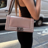 Chanel Pink Glazed Calfskin M Boy Bag 2012