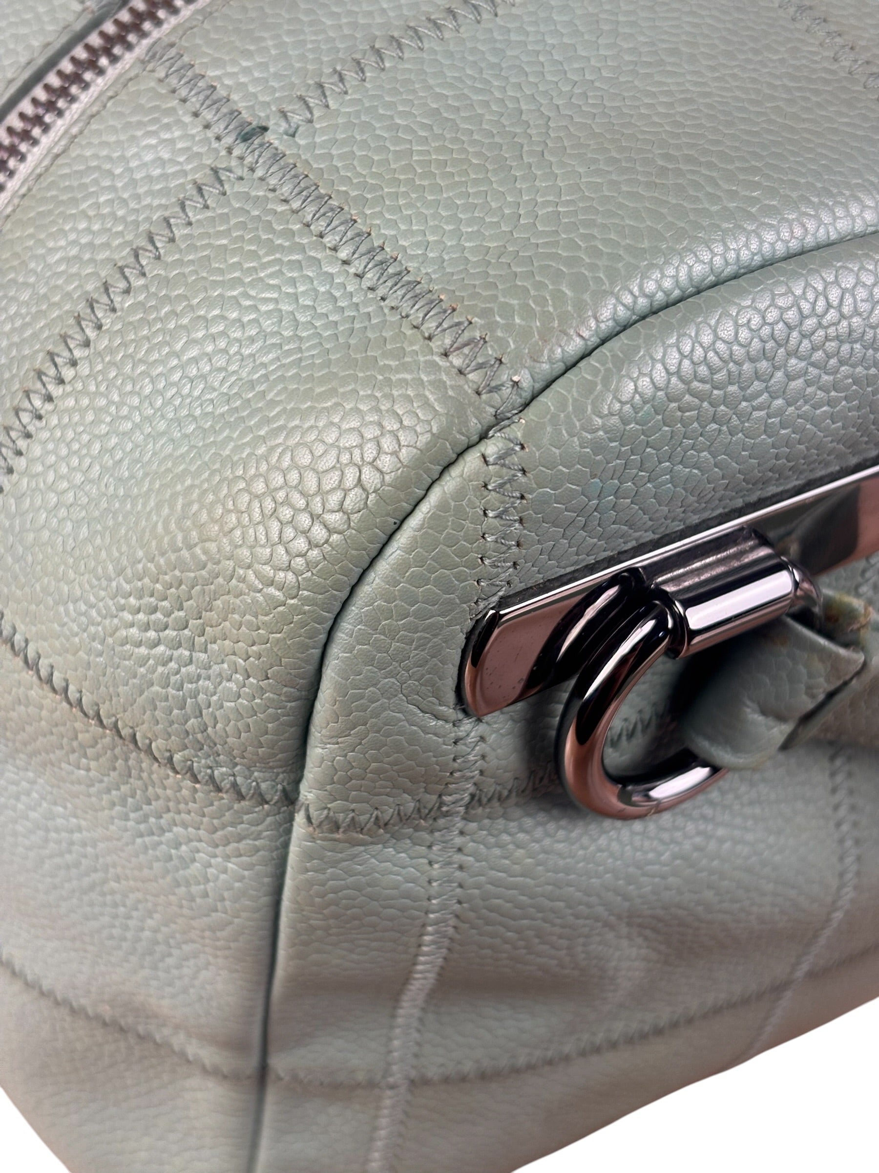 Chanel Light Green Quilt LAX Leather Bowler Bag 2004