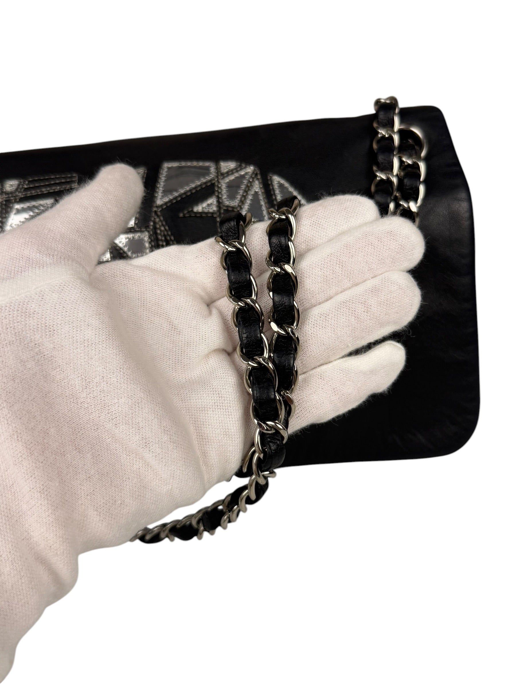 Chanel Black Leather CC Mirrored Mosaic Flap Bag 2008