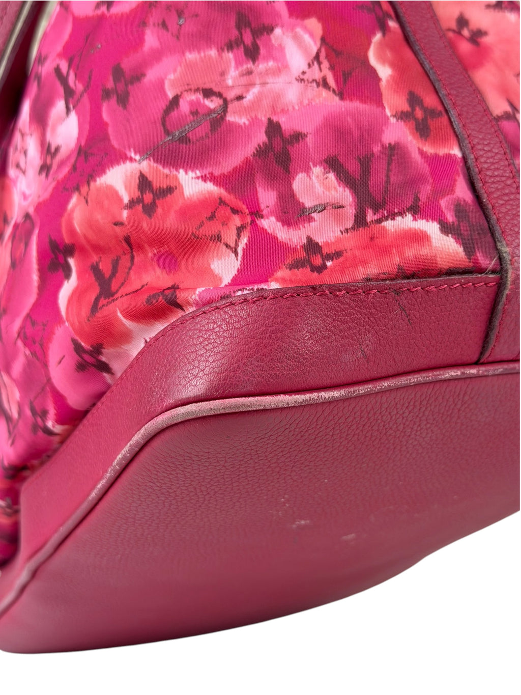 Louis Vuitton Pink Leather Trim Floral Ikat Noefull PM