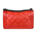 Chanel Red Quilted Double Stitch Boy Bag 2014