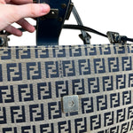 Fendi FF Buckle Navy Zucca Tote Handbag