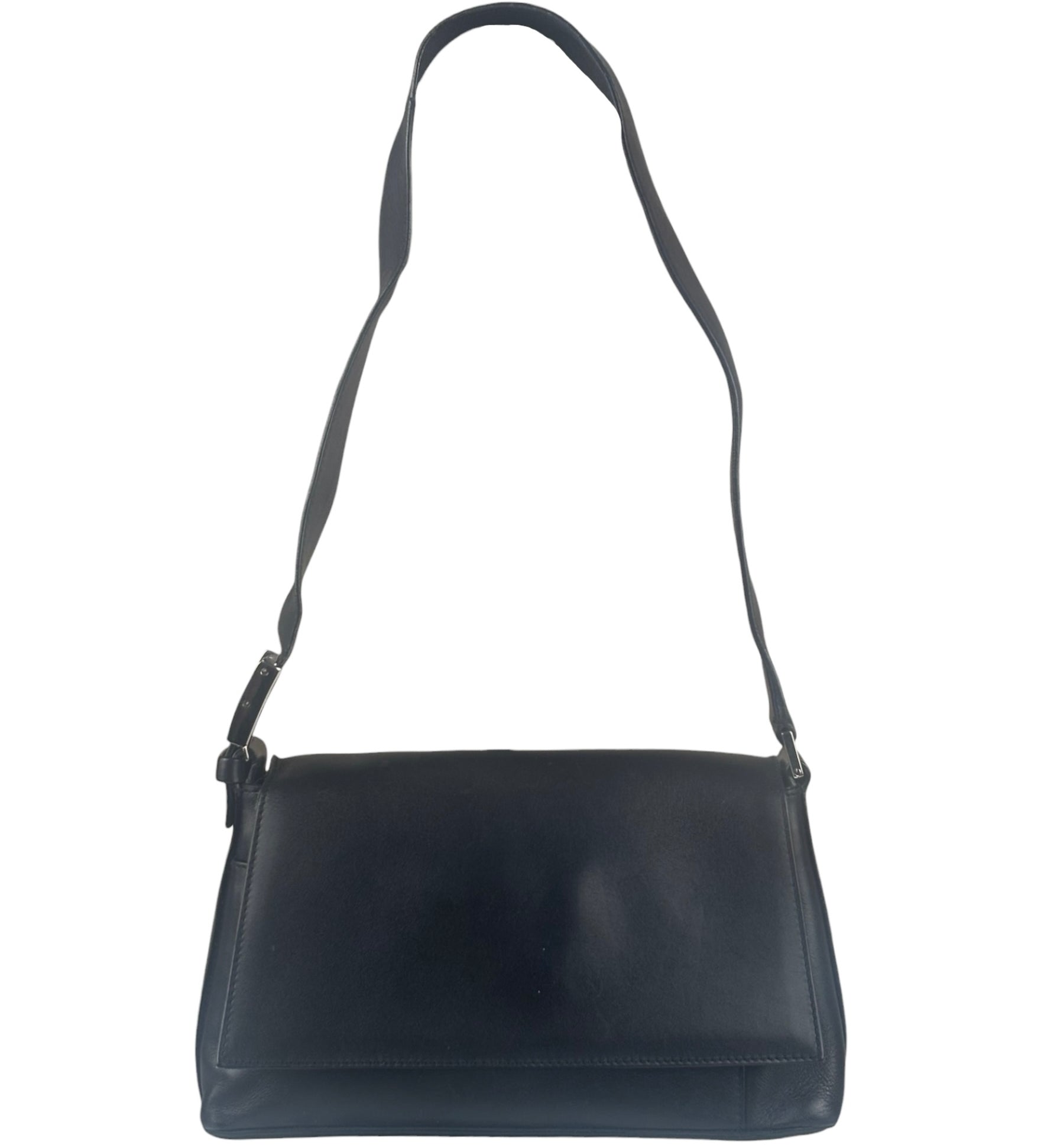 Ferragamo Vintage Black Leather Flap Shoulder Pochette
