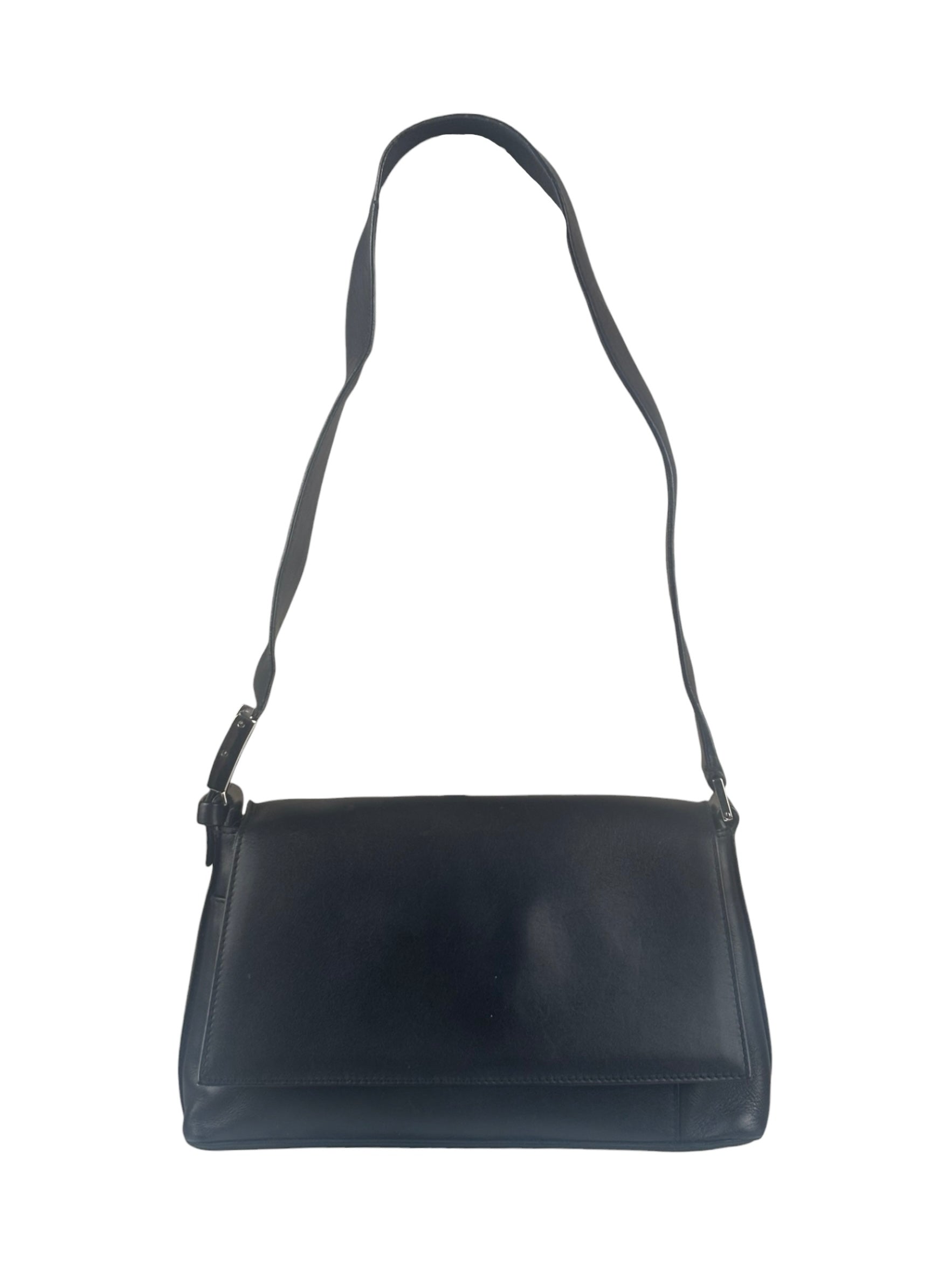Ferragamo Vintage Black Leather Flap Shoulder Pochette