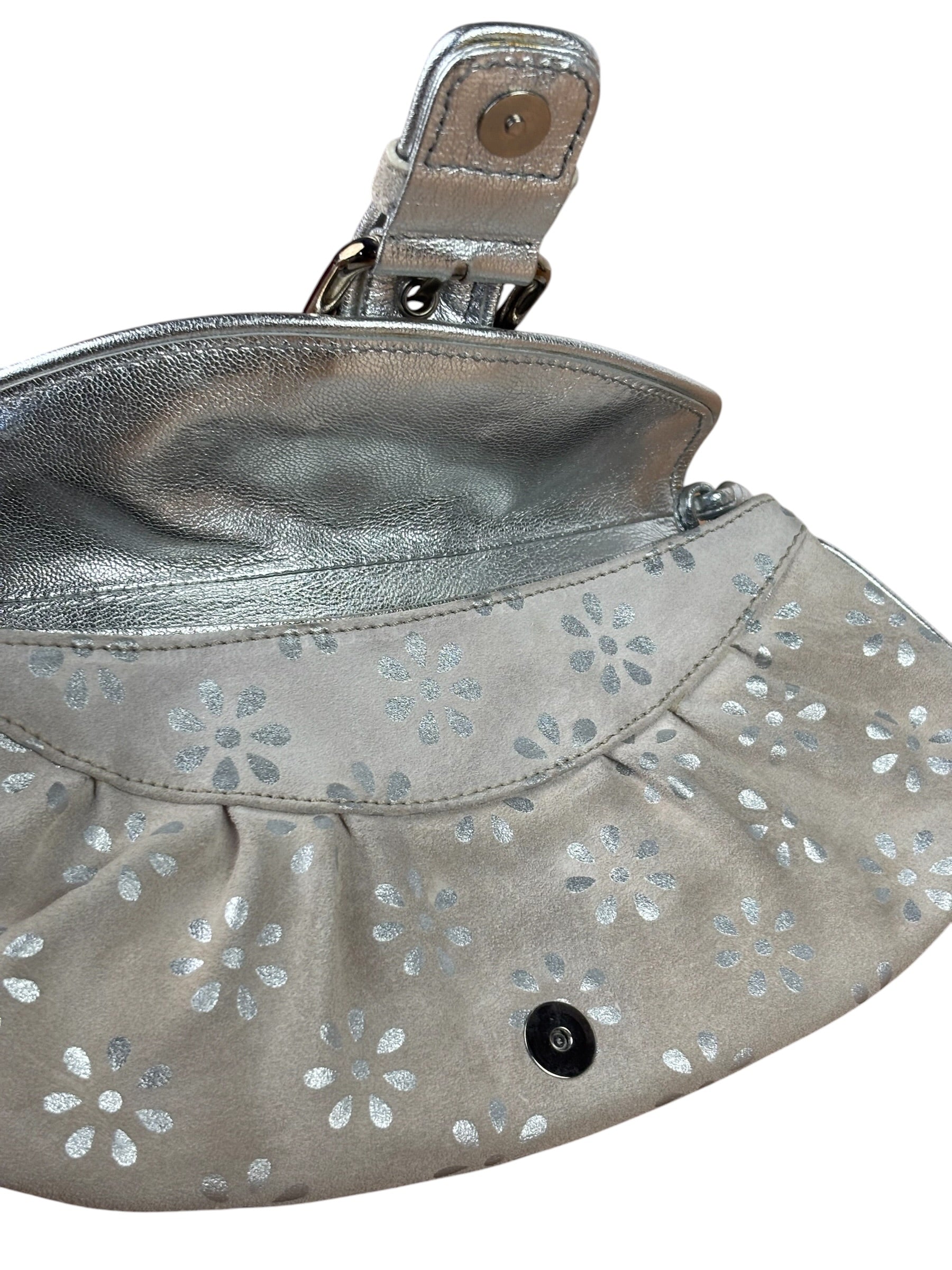 Celine Grey/Silver Suede/Leather Daisy Pochette