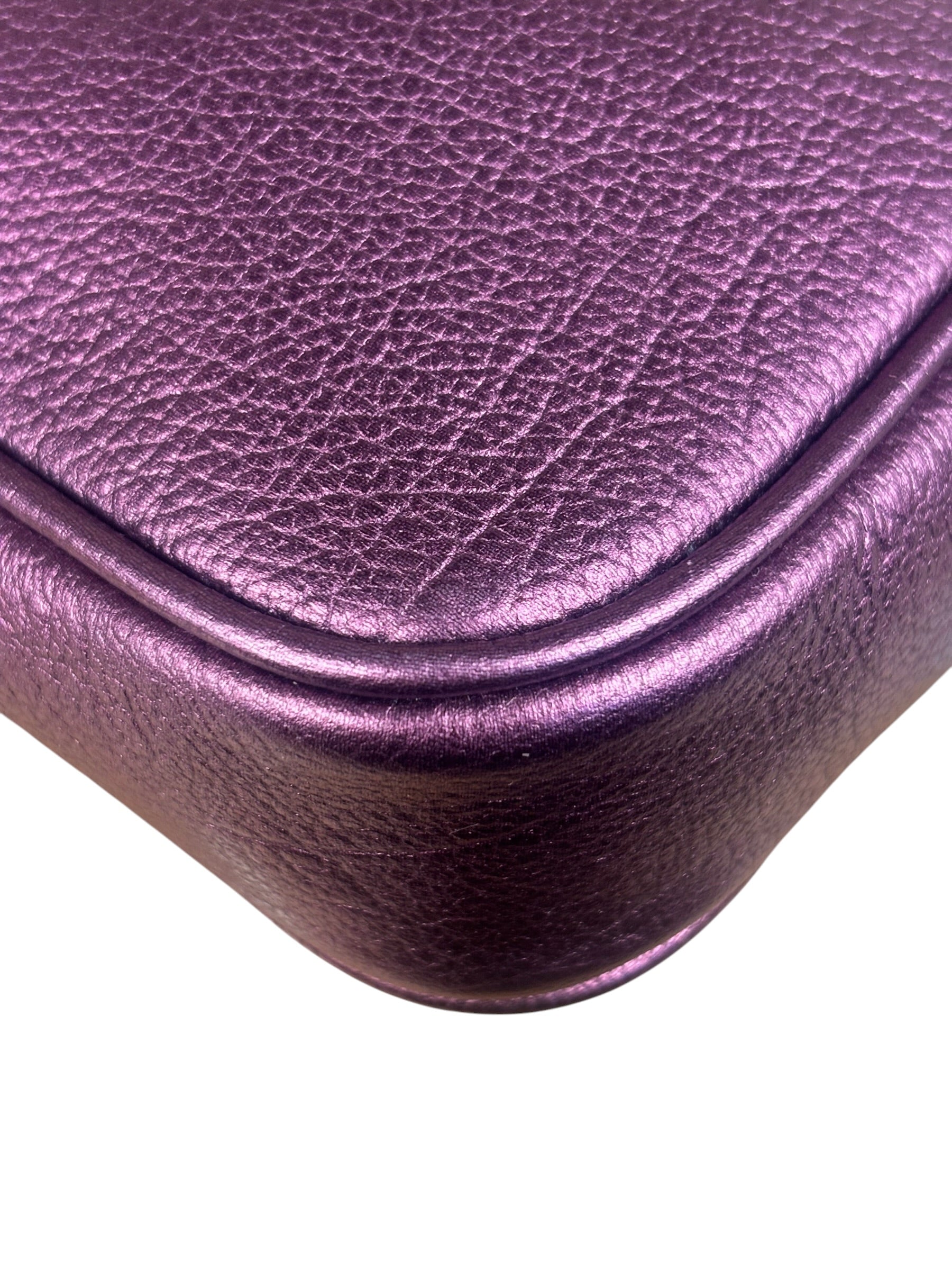 Coach Purple Metallic Studded Leather Zip Pouch
