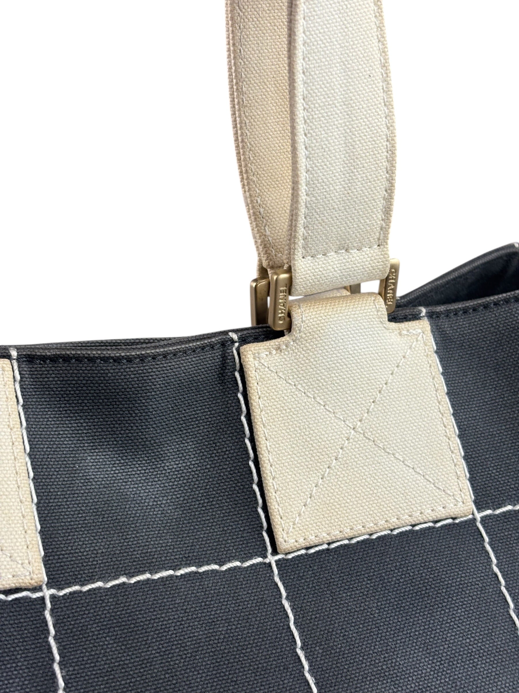 Chanel Vintage Large Square Quilt Tote Faded Black 2003