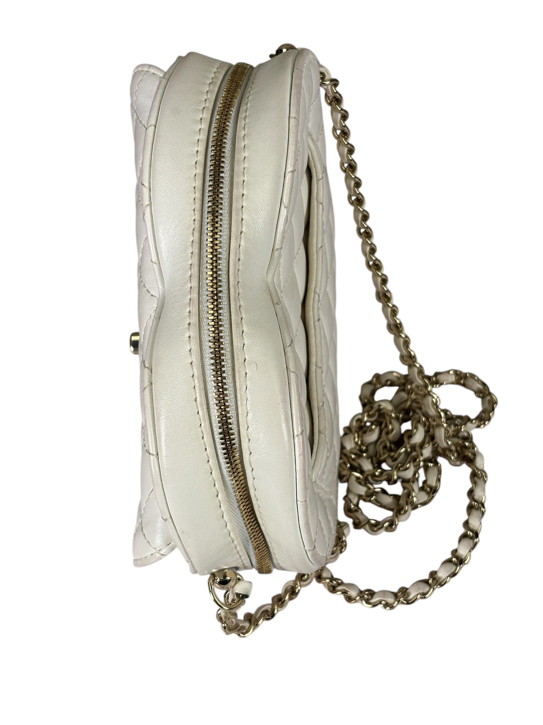 Chanel CC In Love White Quilted Leather Heart Bag 2022