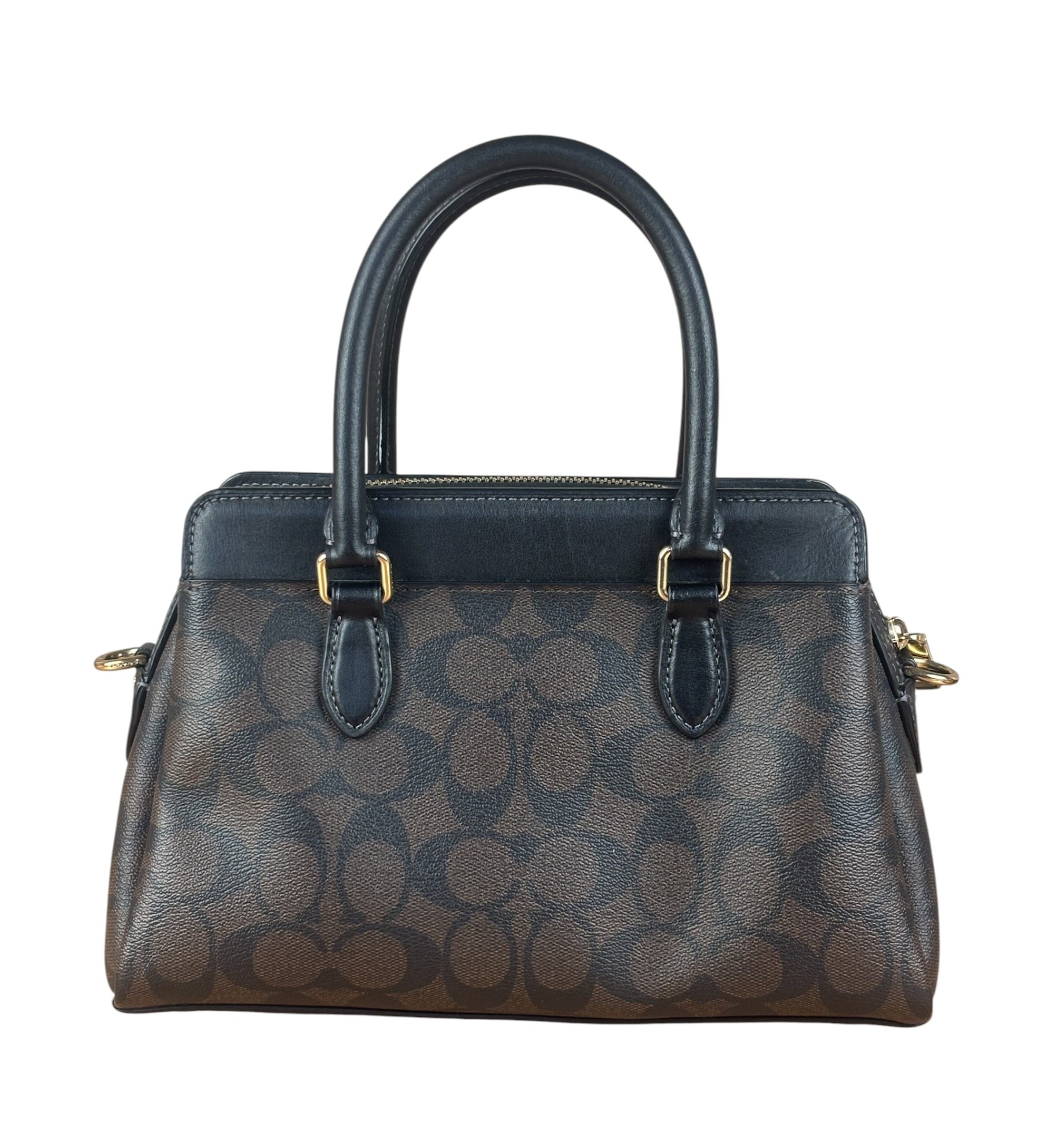 Coach Brown/Black Canvas Mini Darcie Carryall Two-Way Bag