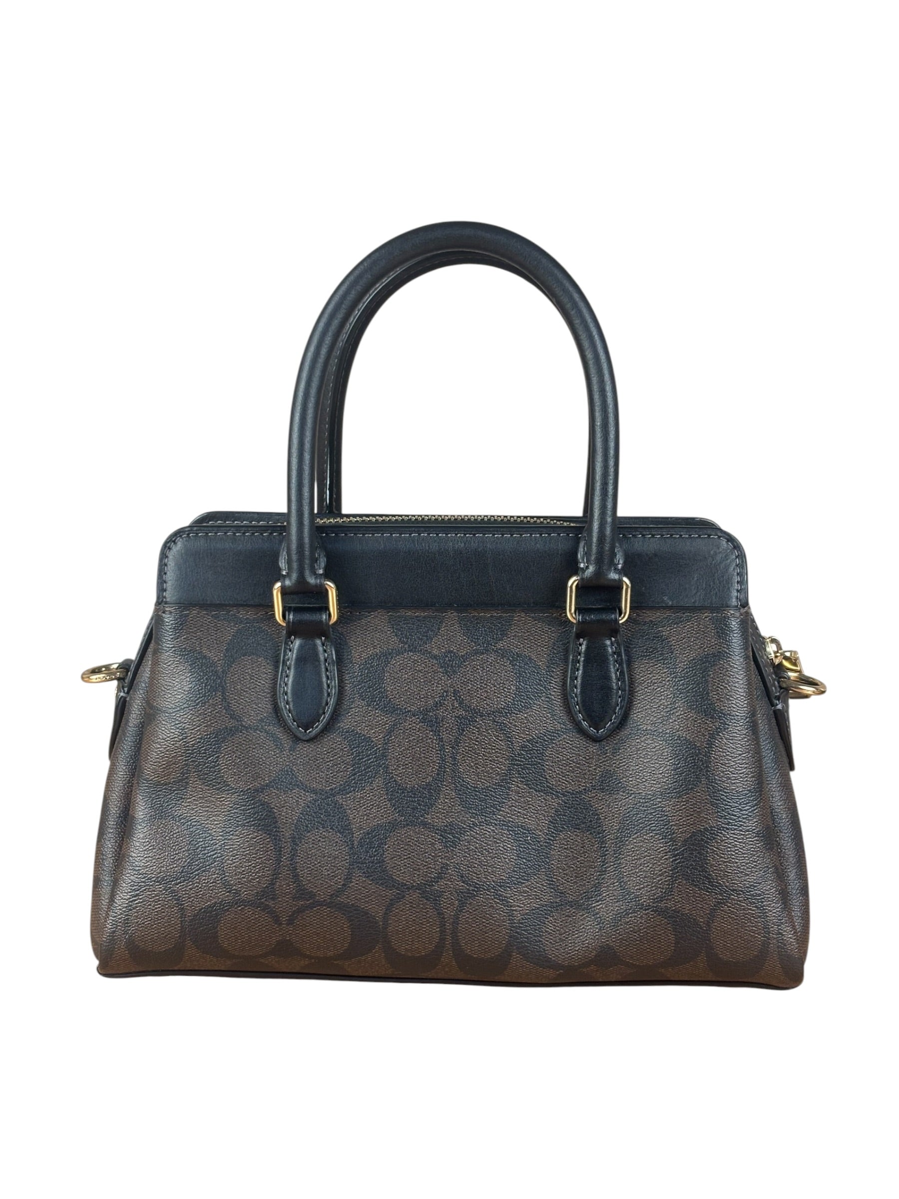 Coach Brown/Black Canvas Mini Darcie Carryall Two-Way Bag