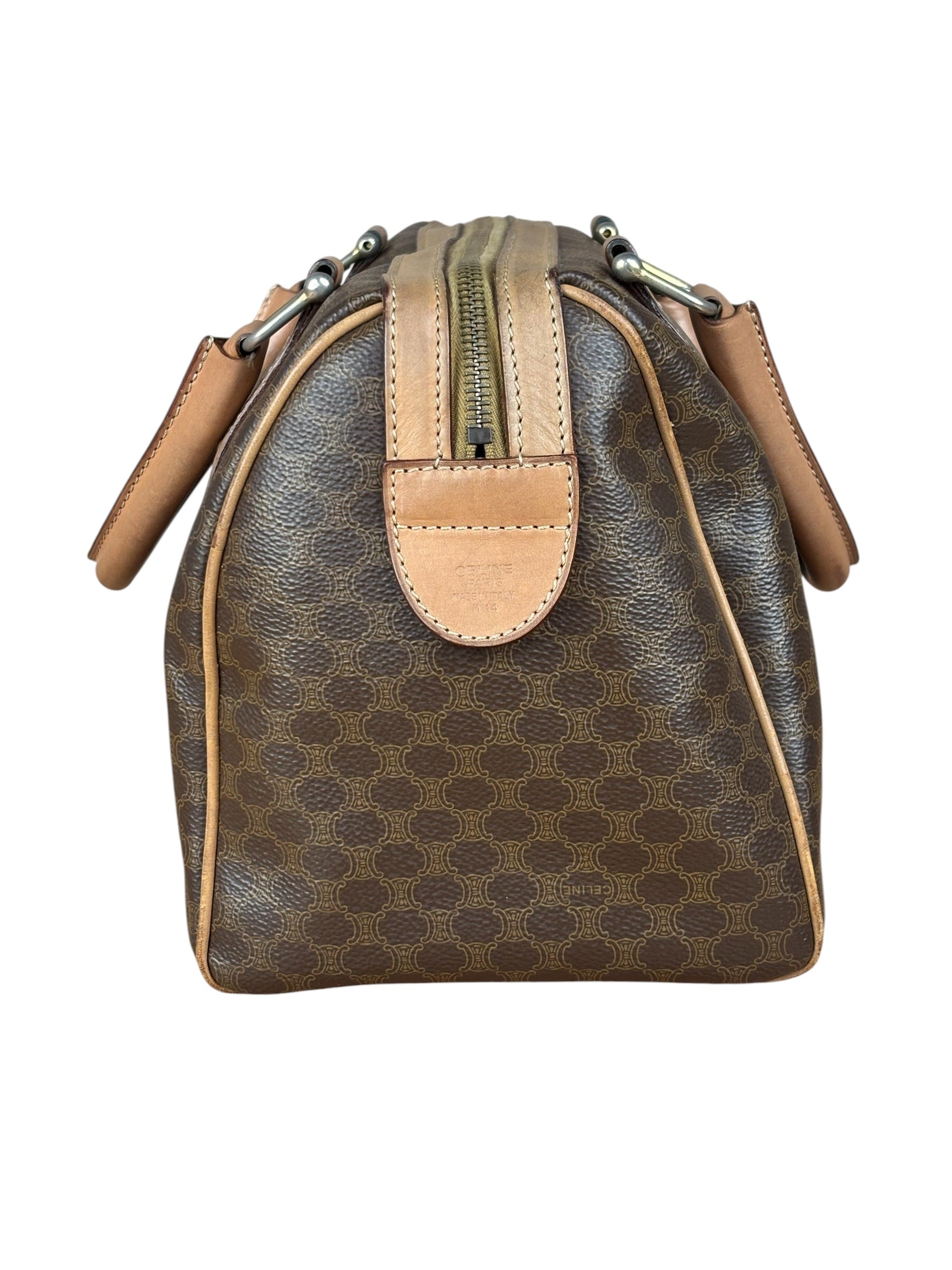 Celine Brown Leather Boston Handbag