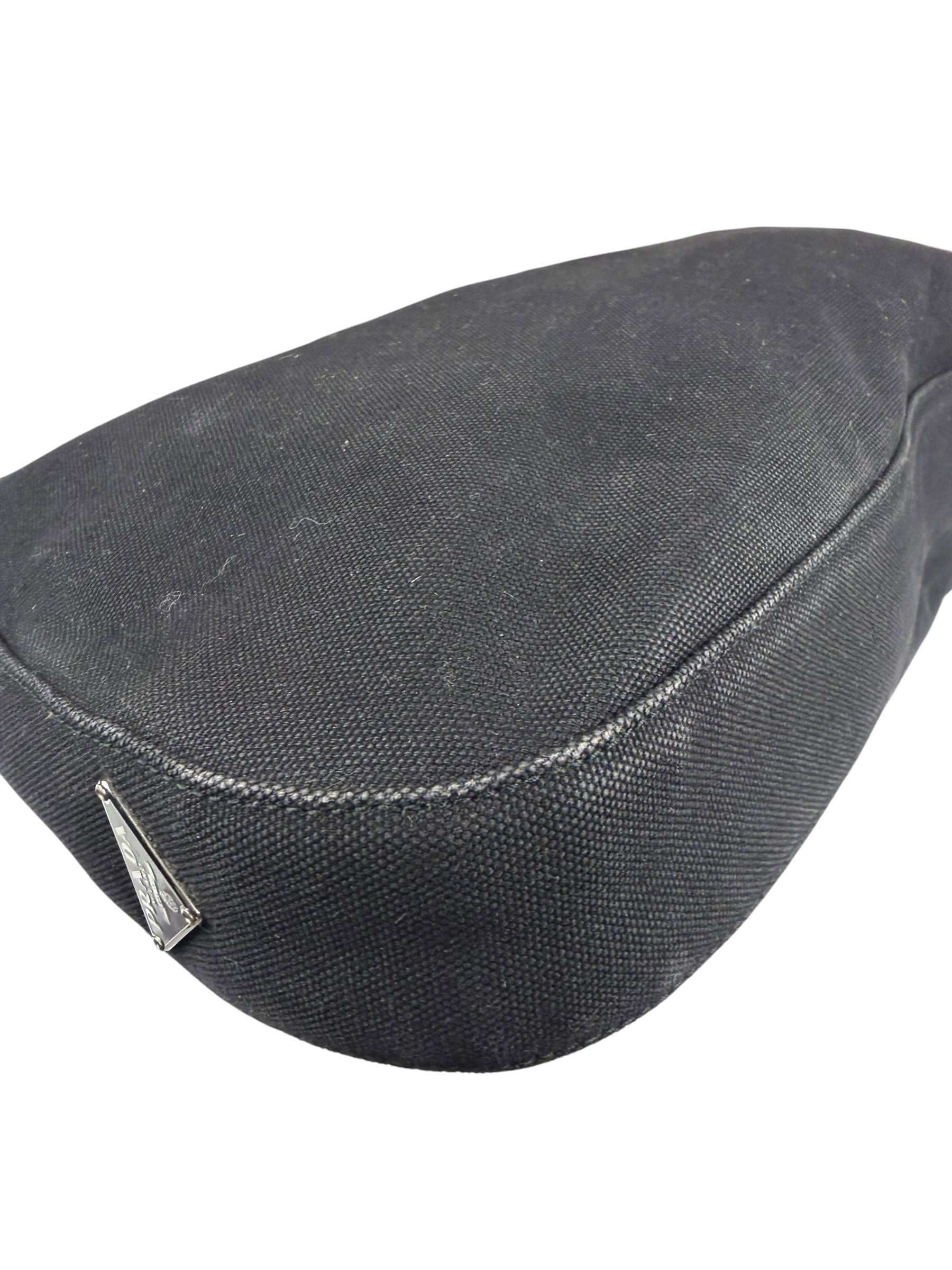 Prada Vintage Black Canvas Shoulder Bag