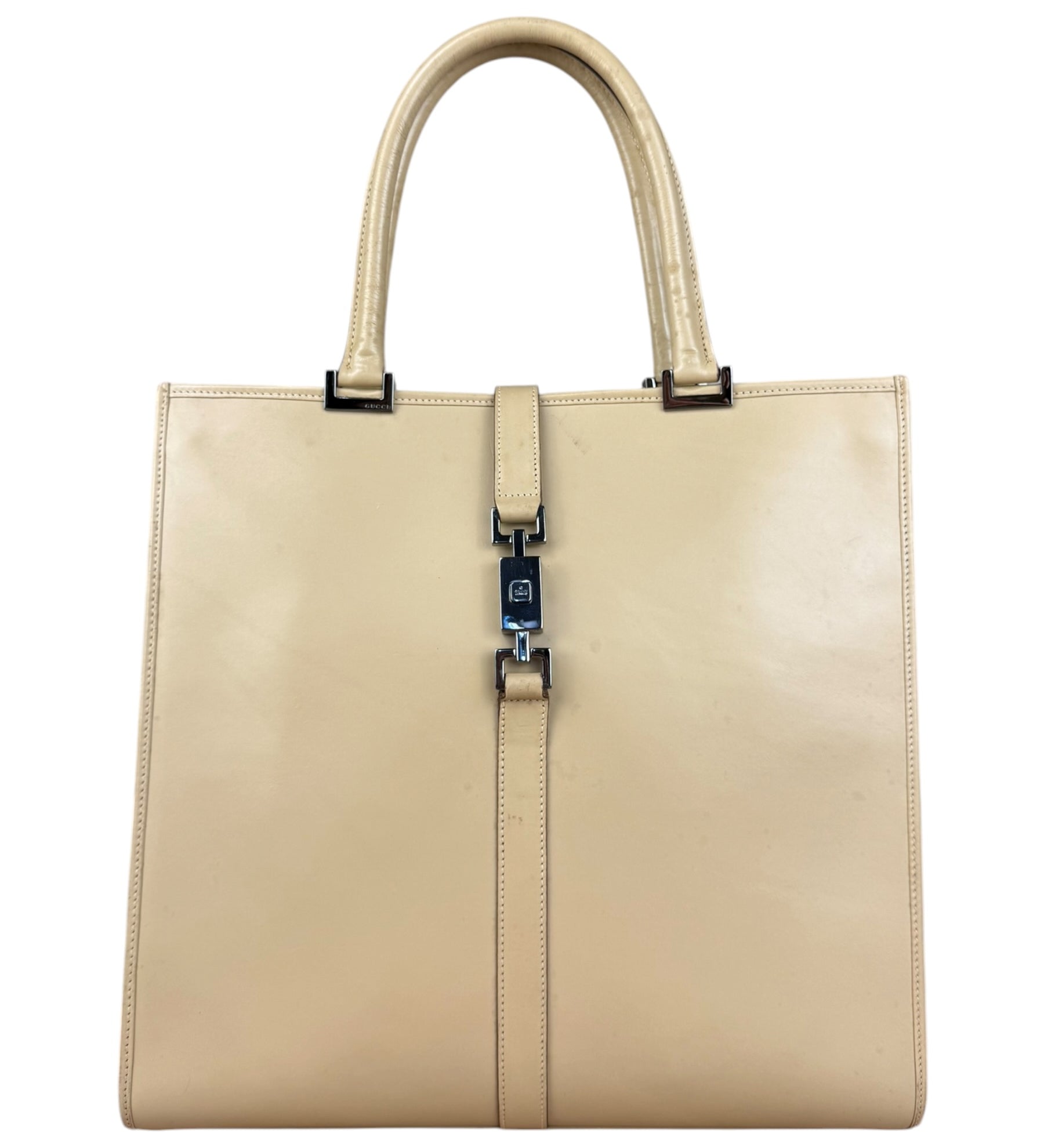 Gucci Vintage Beige Leather Jackie Tote Bag