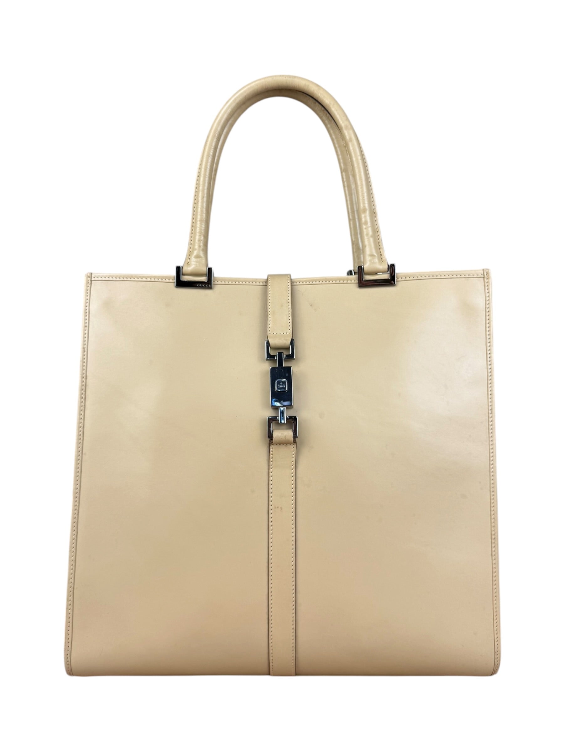 Gucci Vintage Beige Leather Jackie Tote Bag